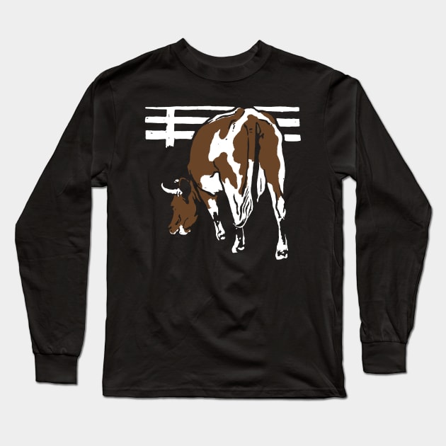 Victorian Cow in Field Long Sleeve T-Shirt by Pixelchicken